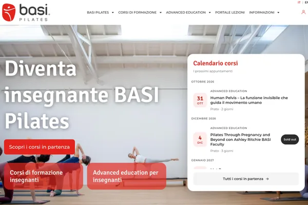Home page del sito Basipilates Italia