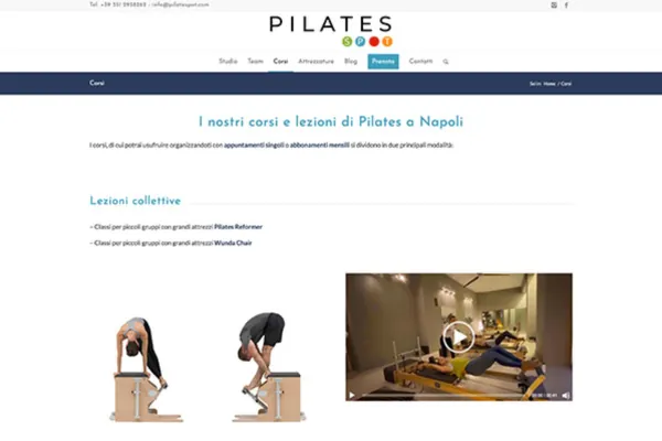 Home page del sito Pilates Spot